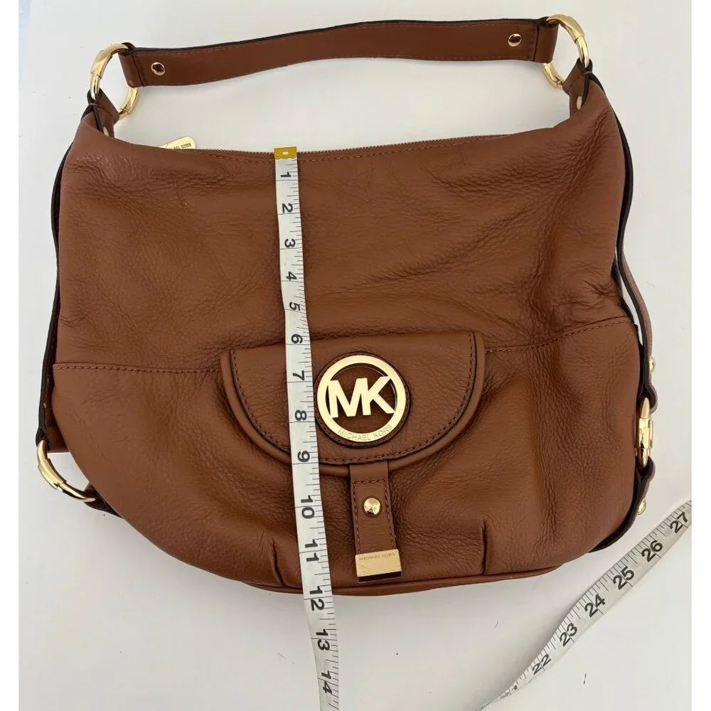 Michael Kors Pebbled Leather Bag Fulton Hobo Slouchy Boho Luxe Quiet Luxury - Picture 5 of 16